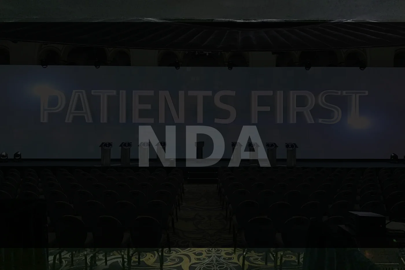 Large-scale corporate event stage with LED displays