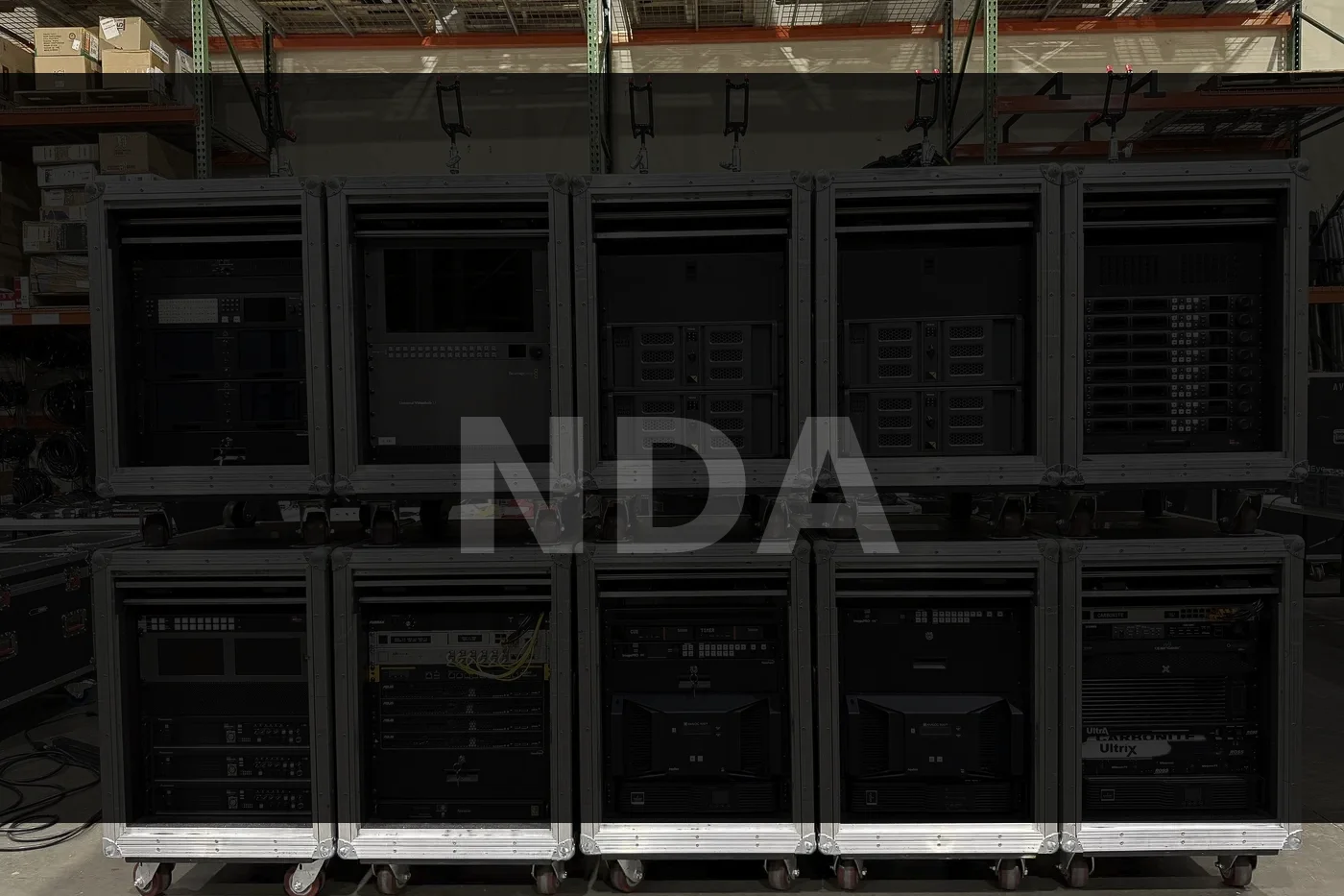 Equipment fleet on wheels in warehouse